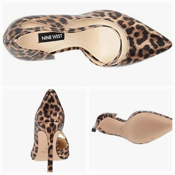 🩵NIB Nine West Black & Metallic Gold Leopard Print High Heel Pumps Size 8 - Picture 4 of 16